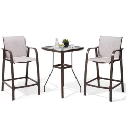 3pc Outdoor Set With Bar Height Stools & Glass Table - Brown - Crestlive Products -Outdoor Comfort Deals Store GUEST 6af2a738 fd04 481b bfd0 0867bdb540af