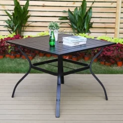 5pc Outdoor Dining Set With Swivel Sling Chairs & Metal Slat Square Table With 1.57" Umbrella Hole - Captiva Designs -Outdoor Comfort Deals Store GUEST 6b59c9f4 aea0 4f4b 8061 30c83e7f05c8