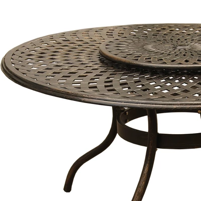 59" Contemporary Modern Mesh Lattice Aluminum Round Dining Table With Lazy Susan - Bronze - Oakland Living 3 59" Contemporary Modern Mesh Lattice Aluminum Round Dining Table With Lazy Susan - Bronze - Oakland Living - Image 3