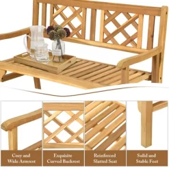 Costway Patio Outdoor Solid Wood Bench Folding Loveseat Chair Park Garden Deck Furniture -Outdoor Comfort Deals Store GUEST 6c1e63ad 11c7 4f76 b831 5df0f3f697a1