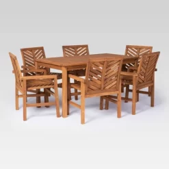 7pc Slatted Chevron Acacia Patio Dining Set - Saracina Home 23 7pc Slatted Chevron Acacia Patio Dining Set - Saracina Home -Outdoor Comfort Deals Store GUEST 6c5a38cb 01f2 4a50 903c b27f64f7a8ce