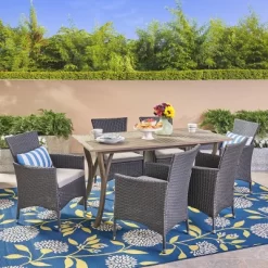 Bennett 7pc Acacia Wood And Wicker Dining Set - Christopher Knight Home -Outdoor Comfort Deals Store GUEST 6cff2819 bafb 4c97 9c24 ba2d08f6eb63