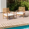 Orwell 2pk Acacia Wood Patio Chairs With Cushions - Natural - Alaterre Furniture