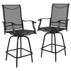 Merrick Lane Set Of 2 Brett High Back Bar Height Swivel Patio Stools With Powder Coated Metal Frames And Textilene Upholstery -Outdoor Comfort Deals Store GUEST 6eb25b71 dafe 4b9b 91e8 1e57fbd550a2