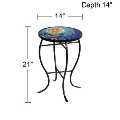 Teal Island Designs Modern Black Round Outdoor Accent Side Tables 14" Wide Set Of 2 Blue Mosaic Tabletop For Front Porch Patio Home House 10 Teal Island Designs Modern Black Round Outdoor Accent Side Tables 14" Wide Set Of 2 Blue Mosaic Tabletop For Front Porch Patio Home House -Outdoor Comfort Deals Store GUEST 6ee77f49 78bb 4555 b3d8 60643a81afa6