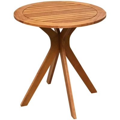 Costway 27'' Outdoor Round Table Solid Wood Coffee Side Bistro Table 9 Costway 27'' Outdoor Round Table Solid Wood Coffee Side Bistro Table - Image 9