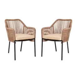 Flash Furniture Kallie Set Of 2 Aluminum Framed Stackable All-Weather Woven Club Chairs With Rounded Arms & Zippered Seat Cushions -Outdoor Comfort Deals Store GUEST 6f64f9b1 4522 4623 bd3f b895c8aeedef