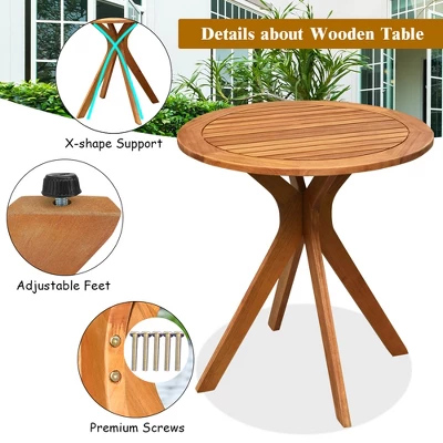 Costway 27'' Outdoor Round Table Solid Wood Coffee Side Bistro Table 7 Costway 27'' Outdoor Round Table Solid Wood Coffee Side Bistro Table - Image 7