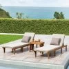 Ariana 3pc Acacia Wood Chaise Lounge Set - Teak/Cream - Christopher Knight Home