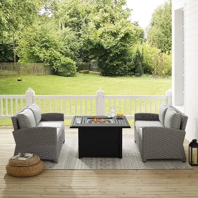 Bradenton 3pc Wicker Loveseat Set With Fire Table - Gray - Crosley 12 Bradenton 3pc Wicker Loveseat Set With Fire Table - Gray - Crosley - Image 12