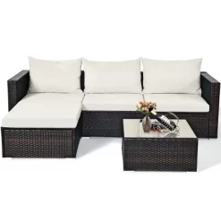 Tangkula 5-Piece Patio Rattan Conversation Set Ourdoor Sectional Cushioned Sofa With Table -Outdoor Comfort Deals Store GUEST 70a241b4 7ac7 409b b432 dd13463d9948