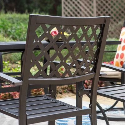 7pc Outdoor Dining Set With 37" Table & Swivel Arm Chairs - Captiva Designs 5 7pc Outdoor Dining Set With 37" Table & Swivel Arm Chairs - Captiva Designs - Image 5