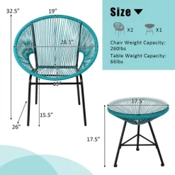 Costway 3PCS Patio Acapulco Furniture Bistro Set Plastic Rope Glass Table -Outdoor Comfort Deals Store GUEST 716900f2 4816 4d56 95c0 f9bf0327136d