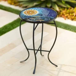 Teal Island Designs Modern Black Round Outdoor Accent Side Tables 14" Wide Set Of 2 Blue Mosaic Tabletop For Front Porch Patio Home House 11 Teal Island Designs Modern Black Round Outdoor Accent Side Tables 14" Wide Set Of 2 Blue Mosaic Tabletop For Front Porch Patio Home House -Outdoor Comfort Deals Store GUEST 72959e38 2bee 4200 af8f 8c13e042b158