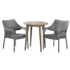 Louisa 3pc Acacia & Wicker Bistro Set - Gray - Christopher Knight Home