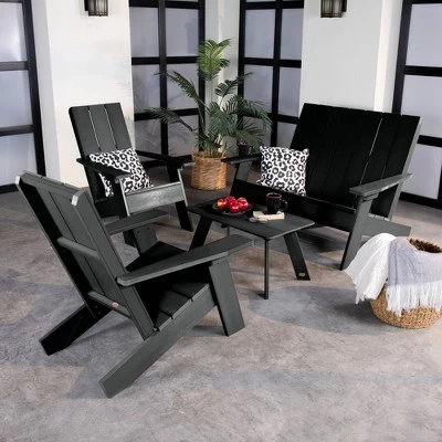 Italica 4pc Outdoor Set With Modern Adirondack Chairs, Double Wide Adirondack Chairs & Table - Highwood 1 Italica 4pc Outdoor Set With Modern Adirondack Chairs, Double Wide Adirondack Chairs & Table - Highwood