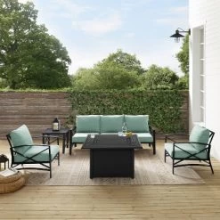 Kaplan 5pc Outdoor Sofa Set With Fire Table - Mist - Crosley -Outdoor Comfort Deals Store GUEST 7419d039 ab26 4c59 ab0b d7f91fe008d1