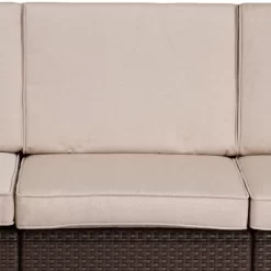 Emma And Oliver Chocolate Brown Faux Rattan Sofa With Beige Cushions -Outdoor Comfort Deals Store GUEST 7476a5aa bf2a 45f0 a32a 1907bbdfea46