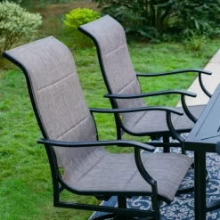 7pc Outdoor Dining Set With With Padded Sling Chairs & Metal Rectangle Table With Umbrella Hole - Captiva Designs -Outdoor Comfort Deals Store GUEST 74d38abe f372 4b35 828c 7eef208e4ec8