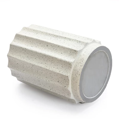 LuxenHome Off White With Gray Cement Round Side Table 6 LuxenHome Off White With Gray Cement Round Side Table - Image 6