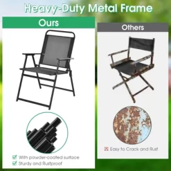 Costway 2pcs Patio Folding Chairs Heavy-Duty Metal Frame Armrests Portable Outdoor -Outdoor Comfort Deals Store GUEST 7673df7e 0589 4c28 8a8f c3eb9641a974