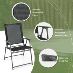 Costway 4pcs Patio Folding Portable Dining Chairs Metal Frame Armrests Garden Outdoor -Outdoor Comfort Deals Store GUEST 767a9d0d 5b7f 40b7 88b6 dc5d4dcb94fa