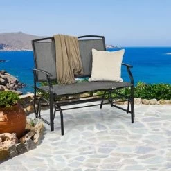 Costway Patio Glider Rocking Bench Double 2 Person Chair Loveseat Garden GreyBlack -Outdoor Comfort Deals Store GUEST 76b07c62 7495 4c04 b495 7e04f0ff44ed