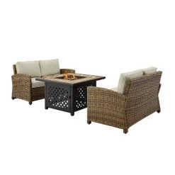 Crosley 3pc Bradenton Steel Outdoor Patio Fire Pit Furniture Set With Two Loveseats Tan/Brown -Outdoor Comfort Deals Store GUEST 7701d5f1 ecbb 4bb4 b81e 978e1be4d0ec