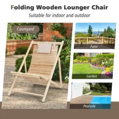 Costway Patio Outdoor Adjustable Folding Wood Sling Chair Reclining Lounge Assembly Free -Outdoor Comfort Deals Store GUEST 77447bb2 81b7 48ad 9bcf b508818a3117