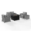 Bradenton 5pc Wicker Sofa Set With Fire Table - Gray - Crosley