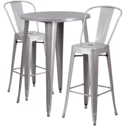 Flash Furniture Commercial Grade 30" Round Metal Indoor-Outdoor Bar Table Set With 2 Cafe Stools -Outdoor Comfort Deals Store GUEST 77b18f3b 1d8c 4174 be75 81bbf7a1ec71