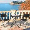 Costway 3PCS Patio Folding Rattan Bistro Set Chairs Backrest Table Garden Deck