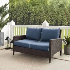 Kiawah Outdoor Wicker Loveseat Blue - Crosley -Outdoor Comfort Deals Store GUEST 79607747 de8f 4cb9 bd1a 1ef14d948d70