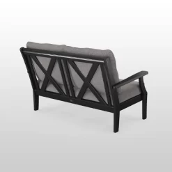 Braxton Outdoor Deep Seating Loveseat With Cushion Black/Gray - POLYWOOD