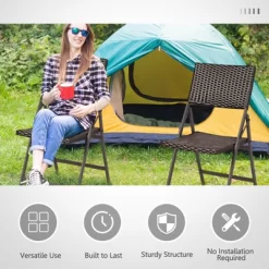 Tangkula 2 PCS Outdoor Rattan Folding Dining Chairs Patio Wicker Portable Chairs For Balcony Garden Lawn Brown -Outdoor Comfort Deals Store GUEST 7ad69543 69ec 4e79 985a 7f0086932231