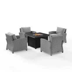 Bradenton 5pc Wicker Conversation Set With Fire Table - Gray - Crosley 16 Bradenton 5pc Wicker Conversation Set With Fire Table - Gray - Crosley -Outdoor Comfort Deals Store GUEST 7b09ff30 ff0e 4d9f 9a5a 9bf3e3c98d94