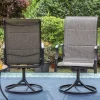 2pk Steel Patio 360 Swivel Padded Arm Chairs With Sling Seat & Back - Captiva Designs