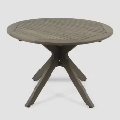 Stamford Round Acacia Wood Dining Table With X-Shaped Base Gray - Christopher Knight Home