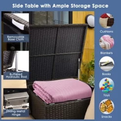 Costway 6PCS Patio Rattan Furniture Set 32'' Fire Pit Table Tank Holder With Cover Beige/Navy/Red/Turquoise -Outdoor Comfort Deals Store GUEST 7c3108a1 50c3 4c13 8a9d a246816ffc8c