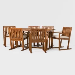 Saracina Home 7pc Modern Slatted Acacia Outdoor Dining Set With Trapezoid Legs 8 Saracina Home 7pc Modern Slatted Acacia Outdoor Dining Set With Trapezoid Legs -Outdoor Comfort Deals Store GUEST 7c578f64 72ae 46c5 ac48 00e4a01b963b