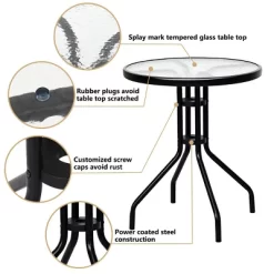 Costway 3PC Bistro Patio Garden Furniture Set 2 Folding Chairs Glass Table Top Steel -Outdoor Comfort Deals Store GUEST 7c87ef49 bda5 4850 8def f4de880723c0