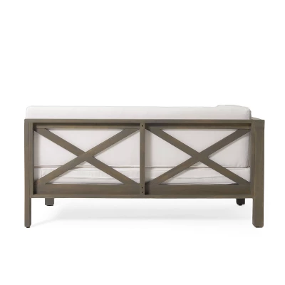 2pc Brava Outdoor Acacia Wood Left Arm Loveseat & Coffee Table With Cushion Gray/White - Christopher Knight Home 8 2pc Brava Outdoor Acacia Wood Left Arm Loveseat & Coffee Table With Cushion Gray/White - Christopher Knight Home - Image 8