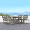 Azen 5pc Outdoor Reynard Durable Farmhouse Acacia Hardwood Dining Set Gray Wash