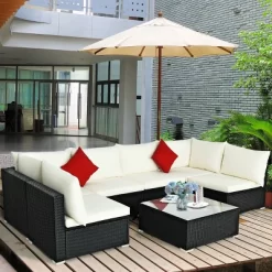 Costway 7PCS Patio Rattan Sofa Set Sectional Conversation Furniture Set Garden -Outdoor Comfort Deals Store GUEST 7f016f87 ff96 4659 8920 c794404a7015