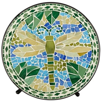 Teal Island Designs Modern Black Round Outdoor Accent Side Table 14" Wide Blue Green Dragonfly Mosaic Tabletop Front Porch Patio Home House 3 Teal Island Designs Modern Black Round Outdoor Accent Side Table 14" Wide Blue Green Dragonfly Mosaic Tabletop Front Porch Patio Home House - Image 3