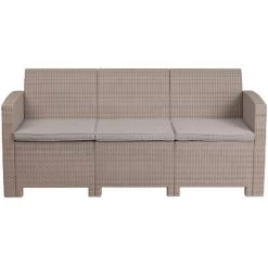 Merrick Lane Outdoor Furniture Resin Sofa Faux Rattan Wicker Pattern Patio 3-Seat Sofa With All-Weather Cushions -Outdoor Comfort Deals Store GUEST 7fa16292 8bcd 44a5 95dd 153d06b5ea65