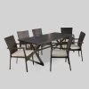 Adina 7pc Aluminum & Wicker Patio Dining Set - Brown - Christopher Knight Home