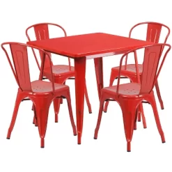 Flash Furniture Commercial Grade 31.5" Square Metal Indoor-Outdoor Table Set With 4 Stack Chairs 32 Flash Furniture Commercial Grade 31.5" Square Metal Indoor-Outdoor Table Set With 4 Stack Chairs -Outdoor Comfort Deals Store GUEST 81052529 761c 4245 9c04 99e17e304dbf