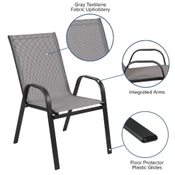 Flash Furniture 5 Piece Outdoor Patio Dining Set - Tempered Glass Patio Table, 4 Flex Comfort Stack Chairs -Outdoor Comfort Deals Store GUEST 8250d75c e180 4966 8edf 3c382d1f38d2