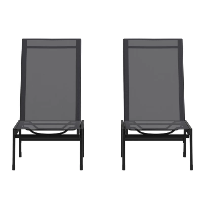 Emma And Oliver Set Of 2 Textilene Adjustable 5 Position Patio Chaise Lounge And Metal Frame 13 Emma And Oliver Set Of 2 Textilene Adjustable 5 Position Patio Chaise Lounge And Metal Frame - Image 13